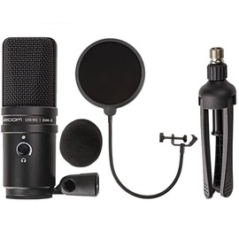 Teds Electronics Zoom Zum-2 Podcast Microphone with Desktop Stand, Cable & Windscreen + Microphone Pop Filter, PHMPOP