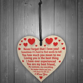 Red Ocean Boyfriend Husband Gifts For Him Wooden Heart Gift For Anniversary Valentines Birthday Gift For Boyfriend or Husband, Novelty Love Gifts For Men