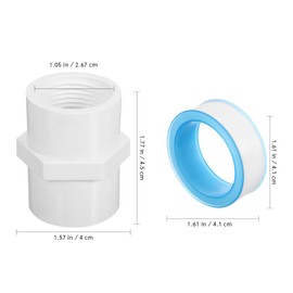 Gadpiparty 10pcs 3/4 inch PVC Pipe Fitting Hex Nipple, PVC Pipe Fitting Adapter Connector, Coupling for Plumbing Water Line with Seal Tape, with 2 Tapes