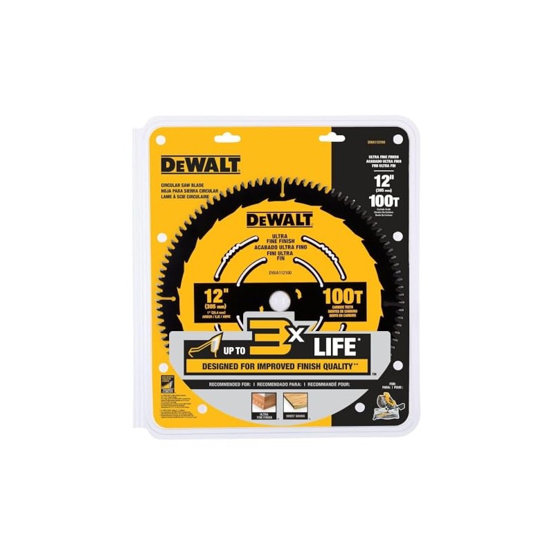 DEWALT Miter Saw Blade, 12 inch, 100 Tooth, Fine Finish,