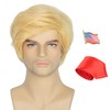 Yan Dream 4pcs Men Short Straight Blonde Wig with Flag