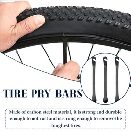 KIRZAX Reifenheber Fahrrad, 3 Stück Metall Fahrrad Reifenheber,Stark Robust Fahrradreifen Montagewerkzeug Wechselnwerkzeug,Montagehebel Montierhebel Fahrradreifen Reparatur