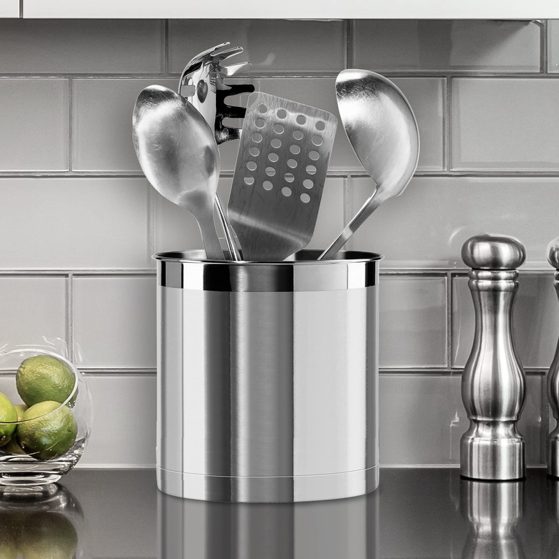 Oggi Stainless Steel Jumbo Utensil Holder - 7" Utensil Caddy,