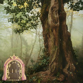 HEEPDD Garden Fairy Door Decoration, Fairy Door for Trees Miniature Fairy Garden Outdoor Decor Accessories Yard Art Sculpture Decoration (#12)