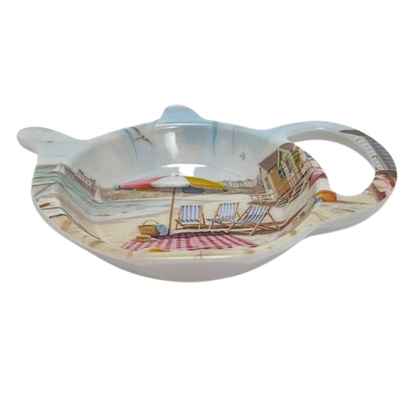 Sandy Beach Tea Bag Tidy, 12cm Nautical Teabag Dish, Coastal