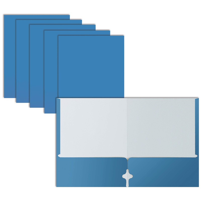Better Office Products Two Pocket Portfolio Folders, 50-Pack, Light Blue,