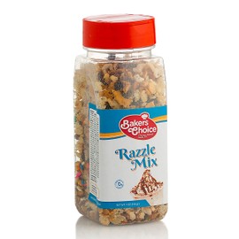Razzle Crunch Topping - Chocolate, Caramel, Butterscotch and Nut Mix - Sprinkles for Ice Cream Sundae Toppings - 7 oz. - Dairy Free, Kosher - Baker’s Choice