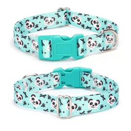 Teal Collar for Dogs, Pretty Panda Pattern Design Quick Release Buckle Soft Nylon Turquoise Puppy Collars Adjustable for Xs Small Medium Large Pet Girl Dogs Boy Cats, Teal S
