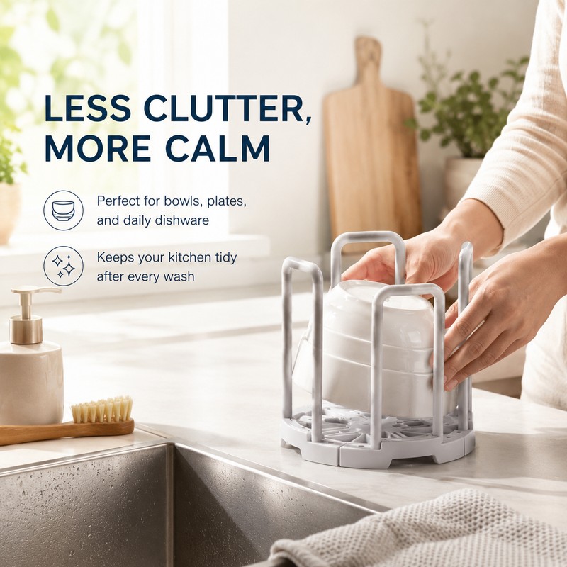 Retractable Bowl Organizer for Kitchen Storage – Detachable Dish Rack