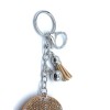 Bling football Ball Keychain Glitter Golden Tassel Silver Chain Accessory