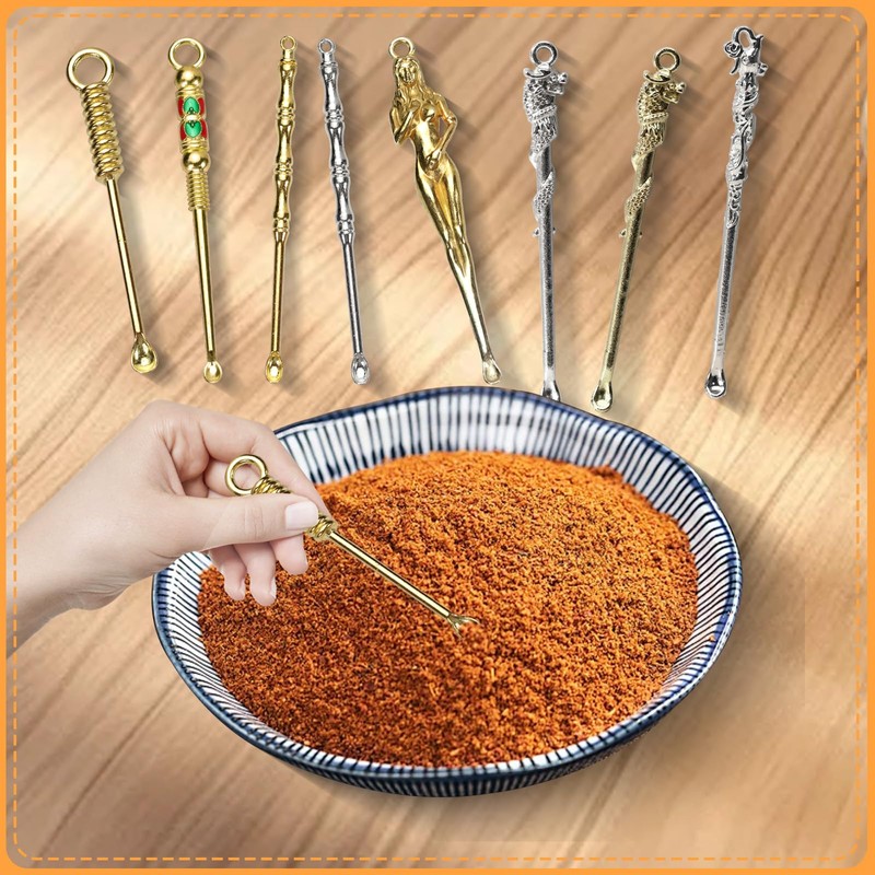 20pcs Small Alloy Snuff Spoons Mini Retro Spoon Powder Mini