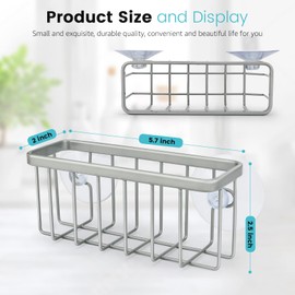 HLOOL Sponge Holder for Kitchen Sink, Kitchen Sink Sponge Holder,Sink Caddy,Dish Soap Holder （Mat Silver）
