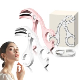 Rizador de pestañas climatizado, Enchinador de Pestañas de Doble Uso (Frío/Calor), de calentamiento rápido, rizadores de pestañas seguros antiquemaduras con almohadilla de silicona con USB recargable, 2 Piezas