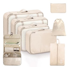 Bolsas Organizadoras de Viaje 8pcs, Organizadores de Maletas de Viaje, Organizador de Equipaje Impermeable en Varios Tamaños, Kit de Organizador Viaje