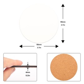 KUKLIPJIM 35 Pcs 3.75 x 3.75 Inch Round White MDF Sublimation Coasters, Water-Resistant & Non-Slip Cork Backing
