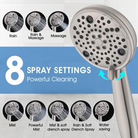 Sperwoesy Slip-On Tub Spout with Diverter, High Pressure 8 Settings Hand Held Shower, All Metal Bathtub Faucet with Sprayer Brushed Nickel