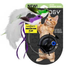 Playology Cat Toy Suction Cup Spring Bird Set | Interactive Toy with Lifelike Feather Birds & 2 Spring Replacements| Secure Suction Cup with Unpredictable Movement | Perfect for Active Indoor Cats