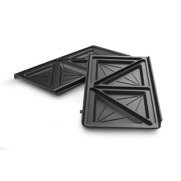 De'Longhi Sandwich Plate Set DLSK154 - Kitchen Accessories for De'Longhi Multigrill SW12, Grill Insert with Diagonal Recess Dishwasher-safe Die-Cast Aluminium, Black