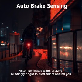 USUPERINK Bike Tail Light, Smart Brake Sensing Bicycle Rear Lights with Alarm, Anti Theft Bike Alarm with Remote IP65 Waterproof USB Rechargeable Search Bell Function 4 Lighting Modes, 6PK