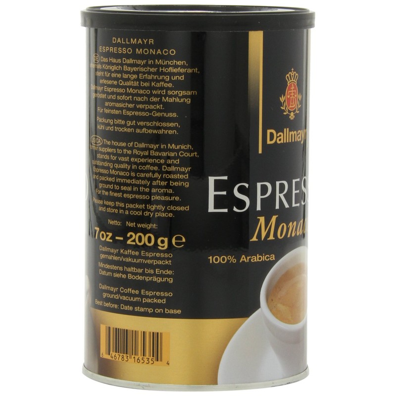 Dallmayr Gourmet Coffee, Espresso Monaco (Ground), 7-Ounce Tins (Pack of