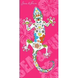 Miracle Home. Microfibre Beach Towel Lizard Menorca Fucsia 100% Polyester 75 x 145 cm 15551