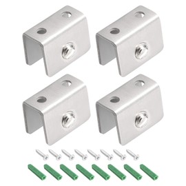 METALLIXITY Glass Shelf Bracket Holder (for 6-8mm Thickness) 4Pcs, Stainless Steel Adjustable Glass Clips Clamp - for Furniture Repair, Bedroom, Silver Tone