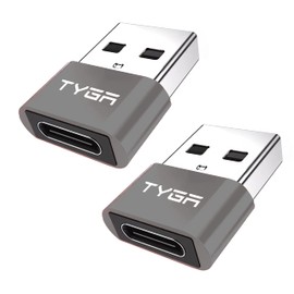TYGA STORE USB Type C Female to USB Type A Male Adapter 2.0, Sync, Transfer, Charge, Plug & Play (2, Gray)