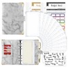 A6 Binder Budget Book Portable Marble Grain Notebook PU Leather