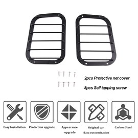 Tail Light Cover Guards，Taillight Rear Lamp Protector Guard Cover，Rear Light Guards Frame Trim Cover for Hummer 2003-2007 (Grid Style)