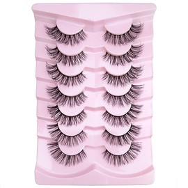 Lashes False Eyelashes Natural Wispy Cat Eye Lashes Fluffy Pack 3D Strip Short Volume Fake Eyelashes 7 Pairs Fox Eye Bulk (R-1)