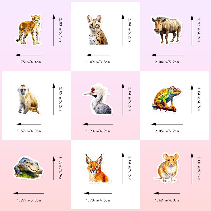 Mistree 50 Africa Animals Stickers, Animals, Realistic, Jungle Stickers, Waterproof,