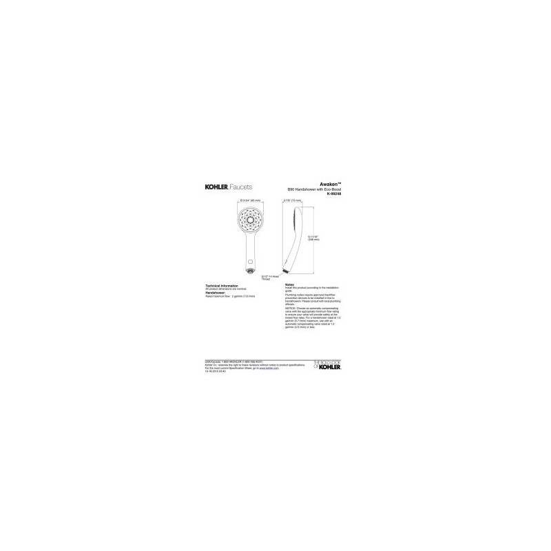 KOHLER 99248-CP Handshower with Eco-Boost Technology, Polished Chrome