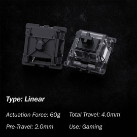 Gateron KS-15 RGB - Interruptor mecánico óptico tipo MX - Tapa transparente (65 unidades, negro)