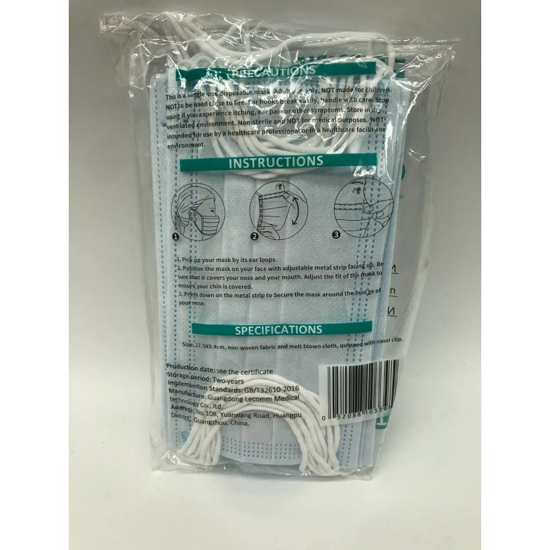 Disposable Face Masks--10pcs Size-17.5X9.4c
