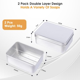 WUFANC Soap Box Travel Waterproof Set of 2 – Aluminium Soap Box with Lid, Pressure-resistant and Rustproof – Soap Box Travel with Removable Drain Grid, for Travel or Use at Home