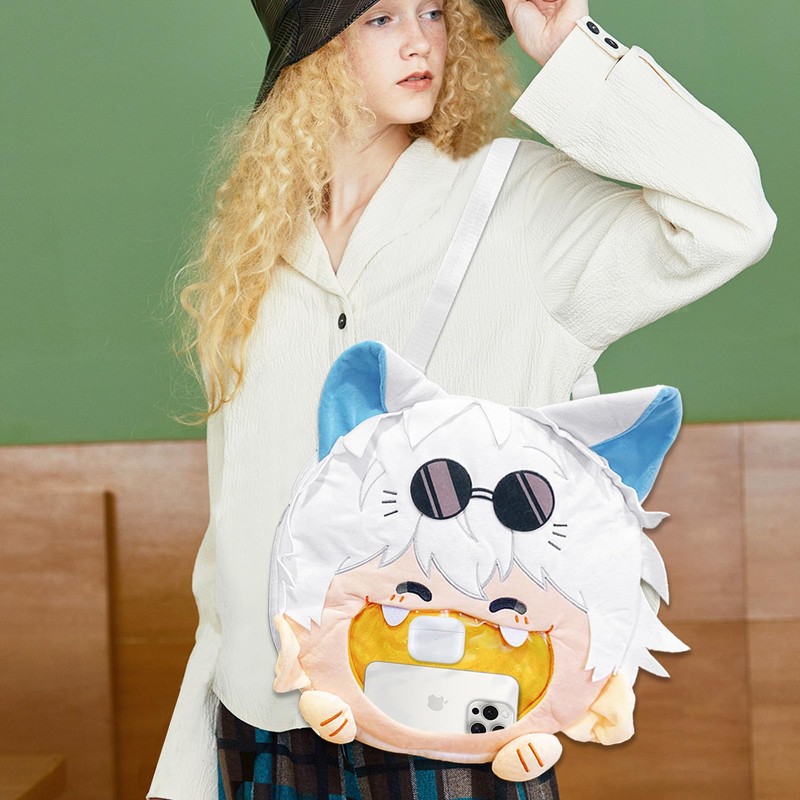 MeYuxg Gojo Satoru Anime Bag with Adjustable Shoulder Strap, White