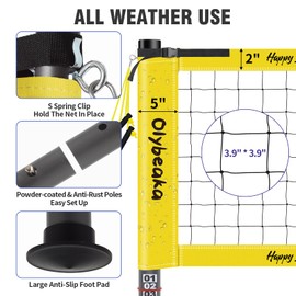 Outdoor Portable Volleyball Net Set for Backyard Beach with Adjustable Heavy Duty Poles, Durable Net, PU Volleyball & Pump, Carry Bag（20ft）