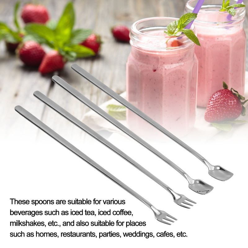 4Pcs 304 Stainless Steel Coffee Spoon Long Handle Coffee Spoon