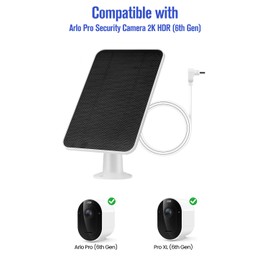 Solar Panel Charger Compatible with Arlo Pro 6/6 XL, Built-in Battery Solar Panel for Arlo Pro Security Camera 2K HDR (6th Gen, 2025 Release), IP65 Weatherproof, USB-C Plug, 9.8ft Charge Cable, 1 Pack