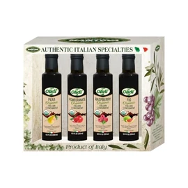 Olidi Organic Balsamic Vinegar Of Modena Variety Set - Fig/Pear/Raspberry/Pomegranate, (Pack of 4) - For Cooking, Salads, and Gifting