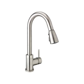 Plumb Pak URB78CBN Single Handle Pull Down Kitchen Faucet with Dual Spray Pattern and Pause Button, Brushed Nickel