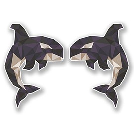 2 x 10cm Killer Whale Vinyl Sticker Laptop Tablet Car Sea Animal Fish #6677 (7.5cm Wide x 10cm Tall)