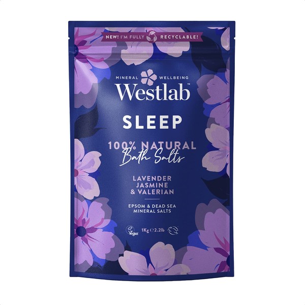 Westlab's Sleep Epsom & Dead Sea Salts with Lavender & Jasmine, 1kg