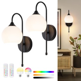 BELS Battery Operated Wall Sconces Set of Two, Black Wireless Sconces Wall Decor with Remote Control, 3 Color Temperatures, Dimmable Indoor Wall Lights for Living Room Bedroom