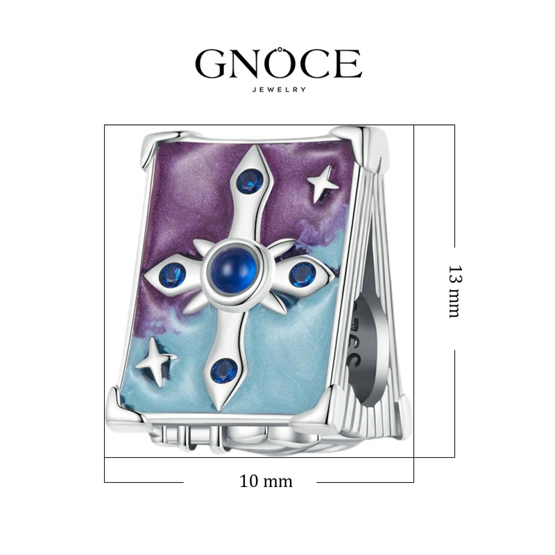 GNOCE Charm Bead Magic Book Charm 925 Sterling Silver Engraved
