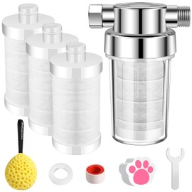 YABAHU Shower Filter - 5 Micron PP Cotton Filter, Includes 3 Extra Cartridges, Water Filtration and Shower Accessories for Kitchen & Water Heaters