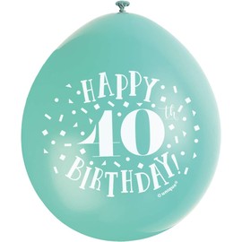 Happy 40th Birthday Assorted Colors Latex Balloons (22cm) Pack of 10 - Festive & Fun Party Decorations, Pink
