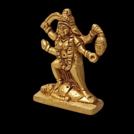 craftslook Brass Kali Statue, 2.75" Inch Maa Kali Statue, Kalika Idol, Standing Goddess Kali, Hindu Goddess of Destruction & Power, Kali Shiva Idol