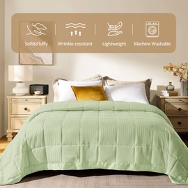 downluxe King Size Blanket with Satin Trim, Lightweight Down Alternative King Blanket for All Season, Machine Washable (Sage Green, 108 x 90 Inch)