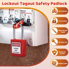 MroMax Lockout Tagout Locks, Loto Locks Keyed Alike – Nylon Lock Out Tag Out Steel Shackle Blue Safety Padlock 3Pcs